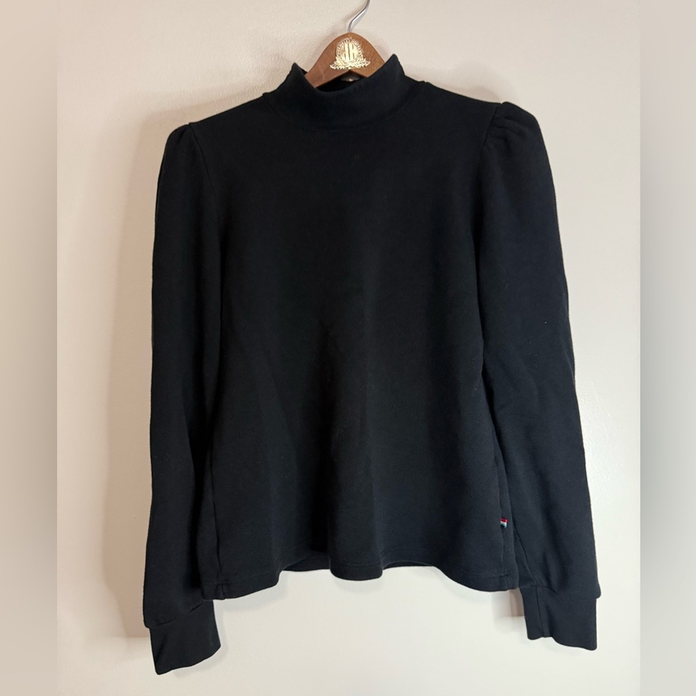 Sol Angeles Black Women's turtleneck sweatshirt Top puff sleeves in size large